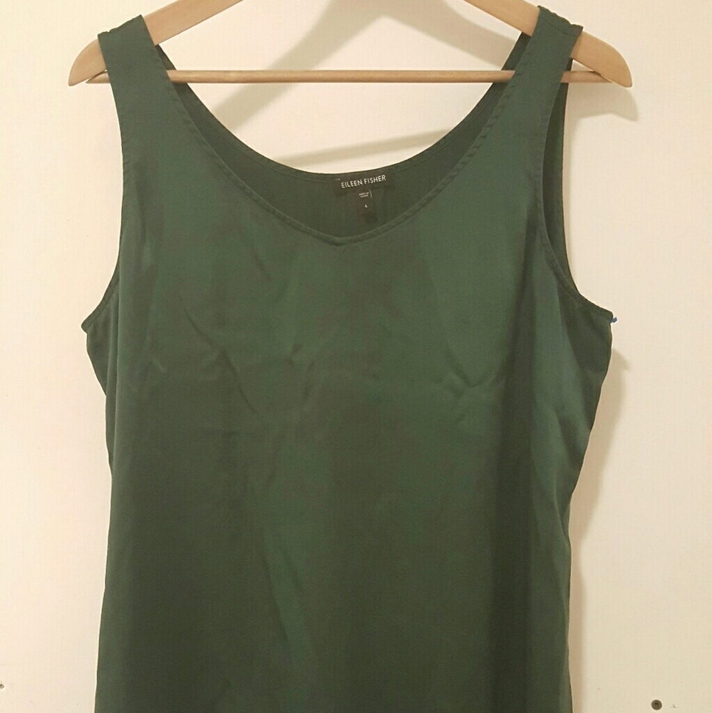 Eileen fisher emerald silk tank