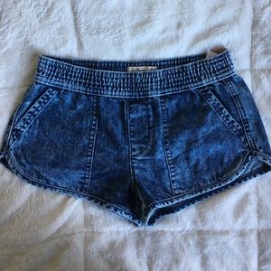 Dark acid wash, denim, jogger shorts