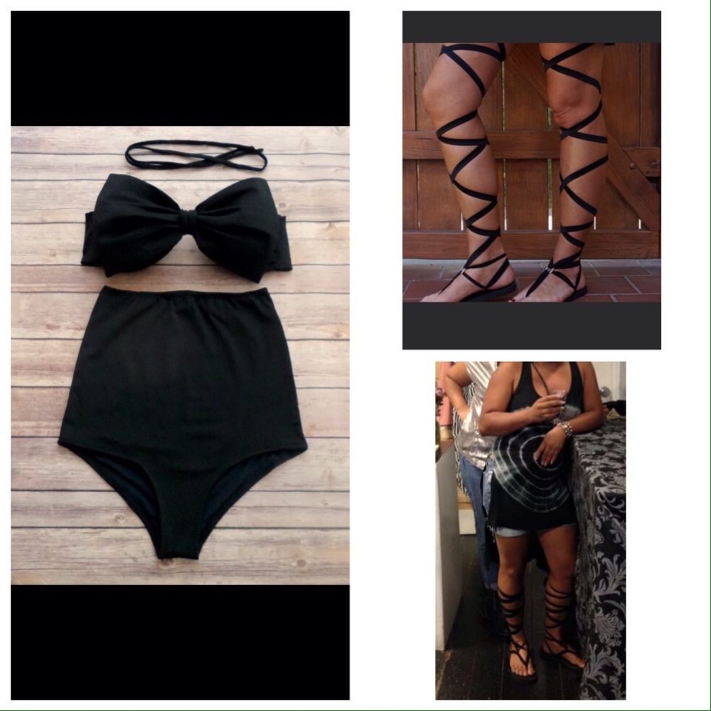 Swimsuit plus gladiator flip flops bundle