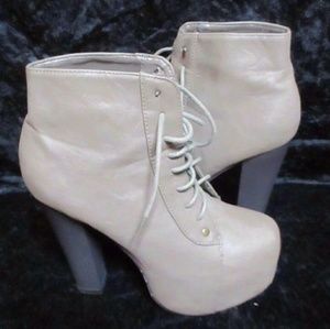 Womens Heels By GLAZE Beige Lace Up