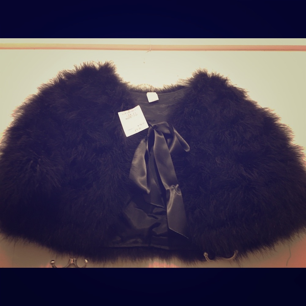 Black Faux Fur Stole❤