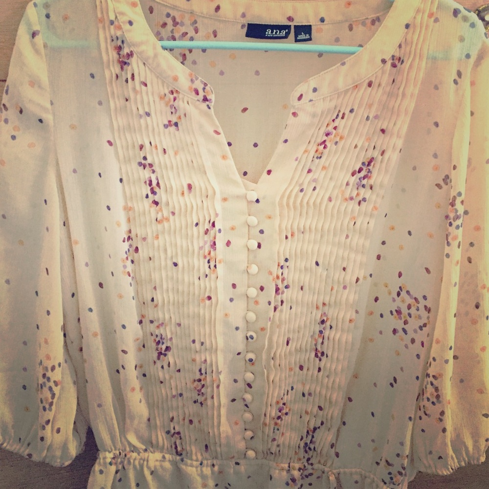 NWT ana polka dot chiffon blouse