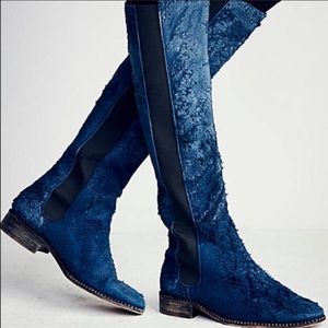 FP NWOT Callow knee high blue suede boots