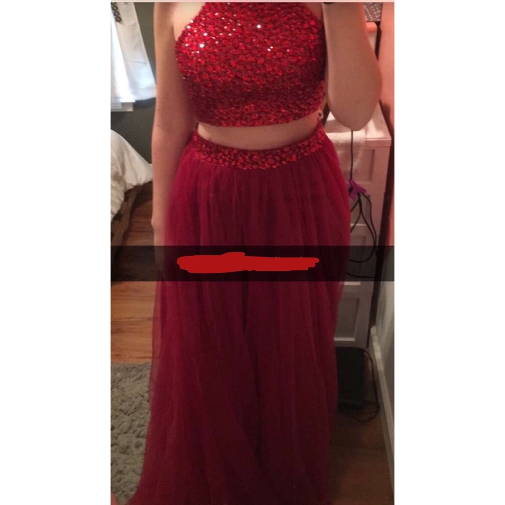 Red TwoPiece Prom Dress!