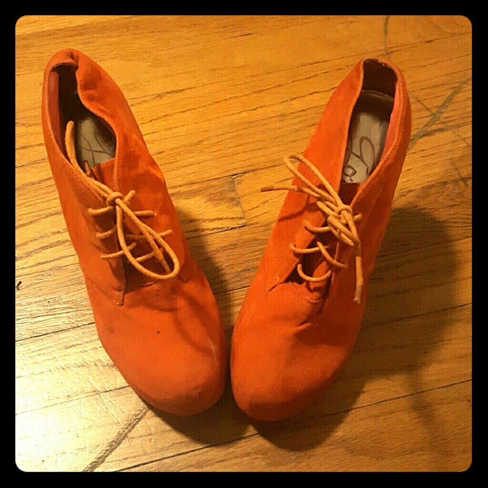 Orange wedge shoes!