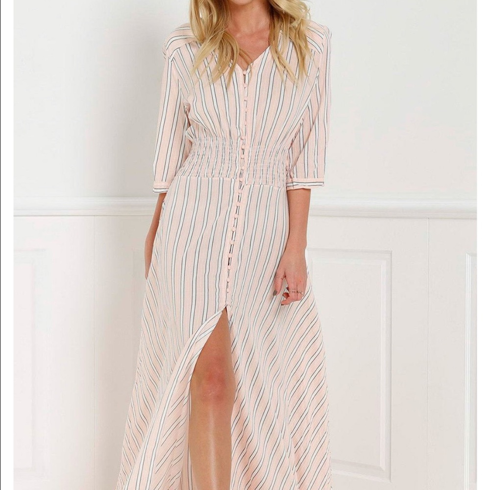 New sexy subtle pink button up maxi dress