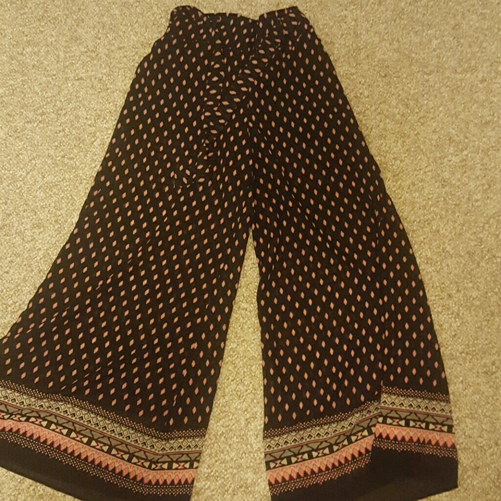 Black sheer Wide leg Dress Pant