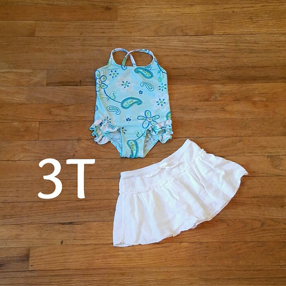 **SOLD** 3T Swimsuit & Skirt Cover-up