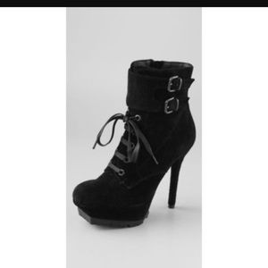 Sam Edelman Black Suede platform booties.