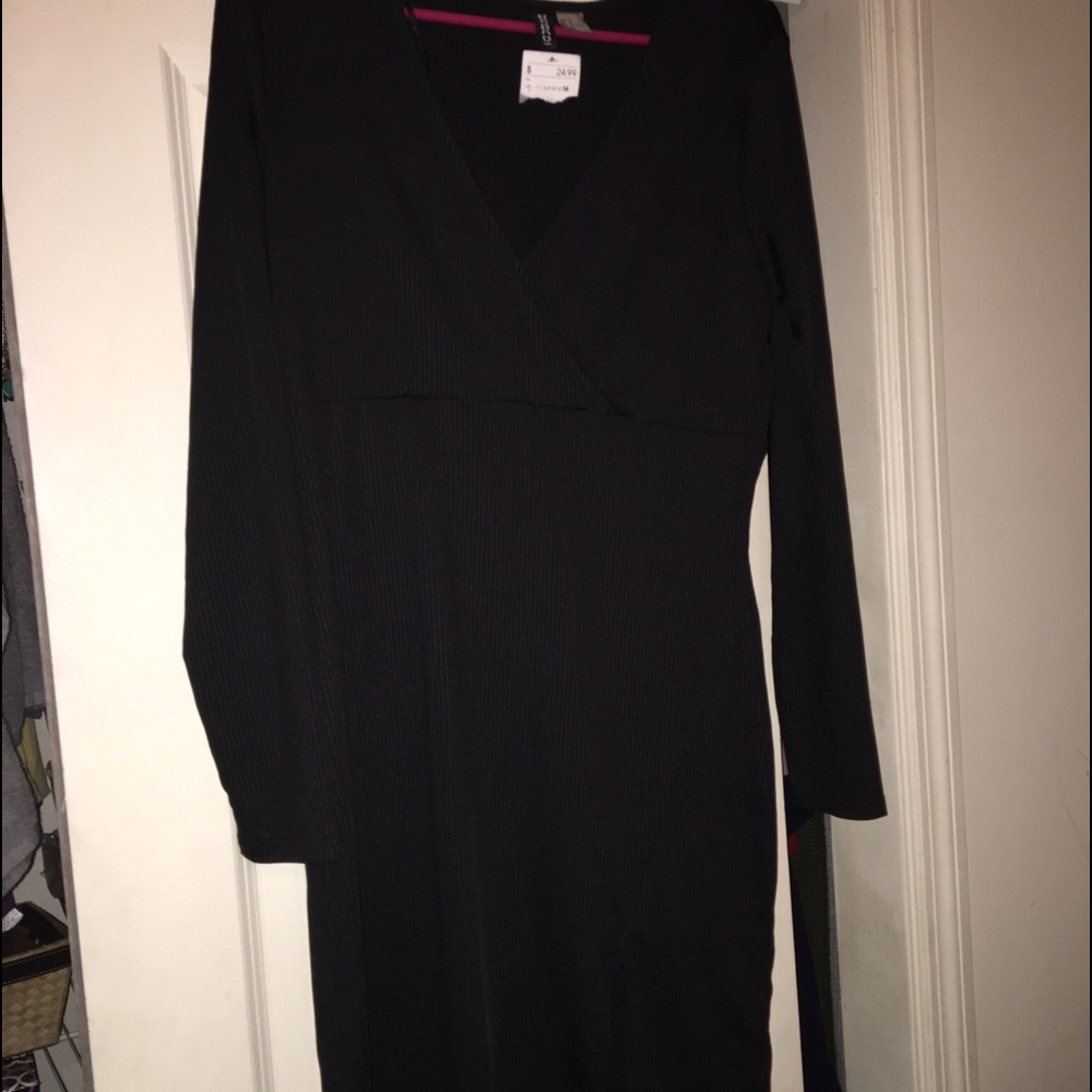 Black faux wrap dress