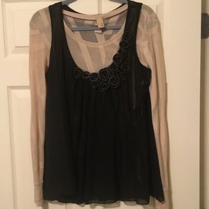 2 pieces long sleeve shirt with dressy tank over