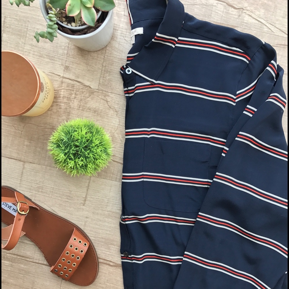 J Crew Polly Popover in Engineered Stripe