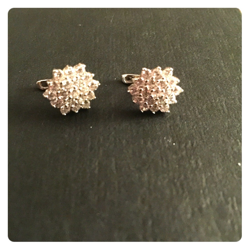 Sterling silver cubic zirconia cluster earrings
