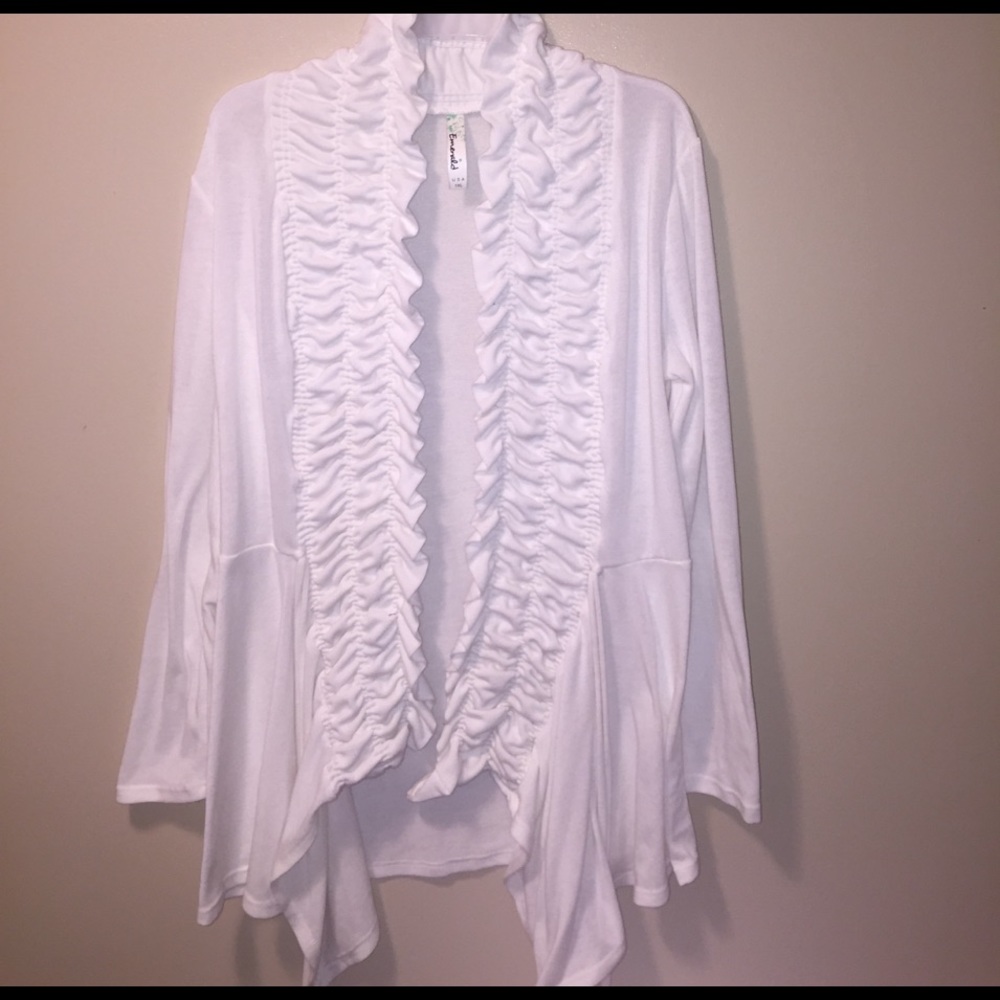 White Ruffle Cardigan