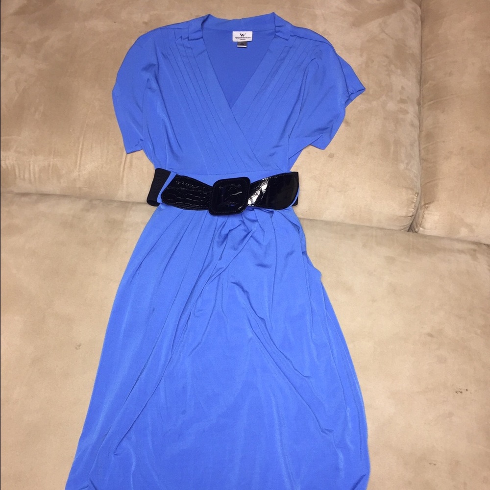 Belted royal blue dress