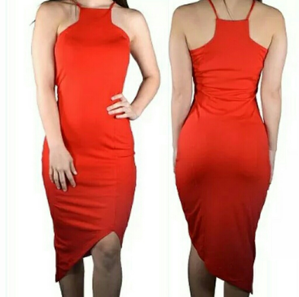 Express Cut In Cami Dress [Red] - Picture 3 of 5
