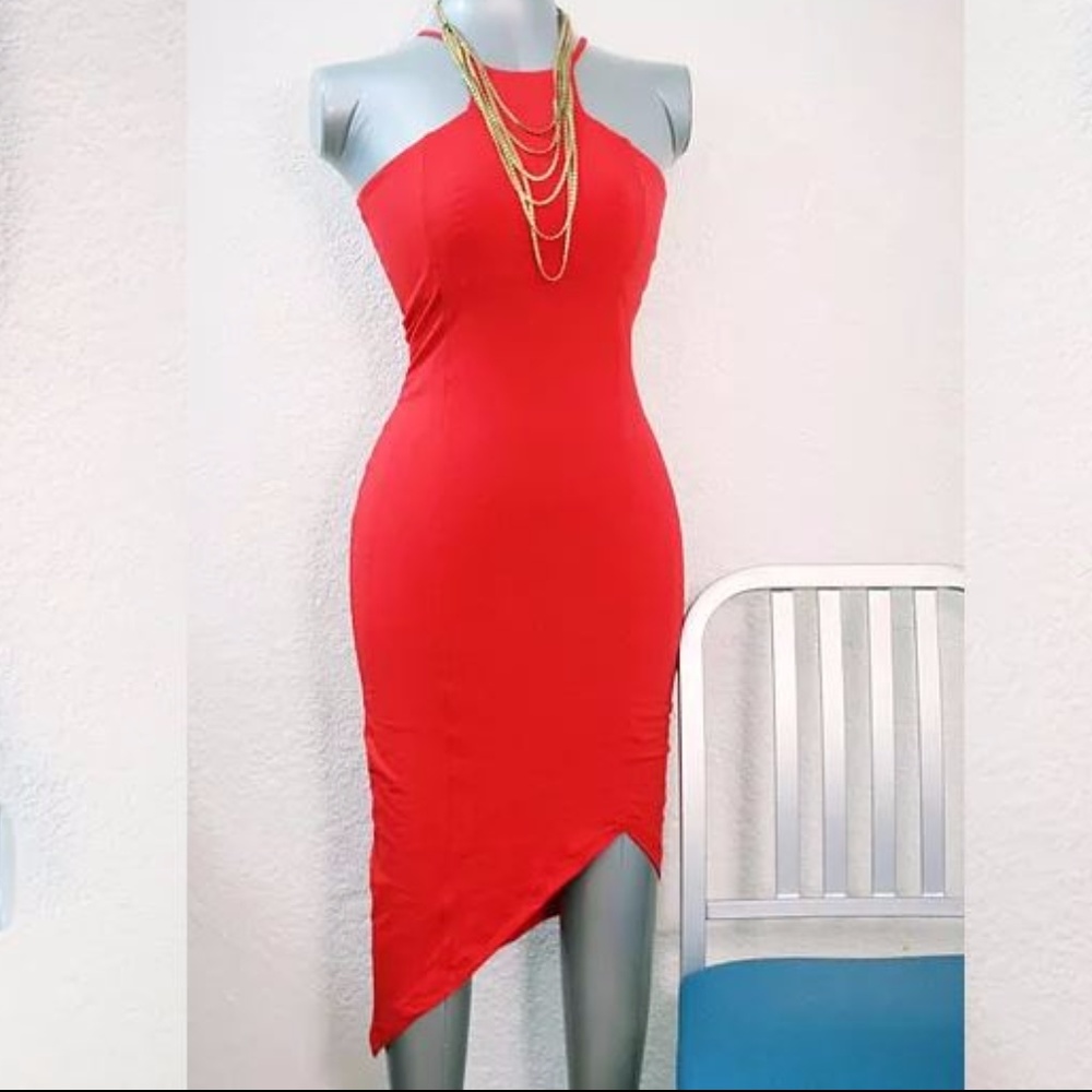 Express Cut In Cami Dress [Red] - Picture 5 of 5