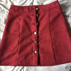 button up suede skirt
