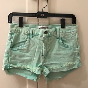 WILDFOX high rise mint green shorts