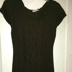 Cableknit sweater dress in dark brown
