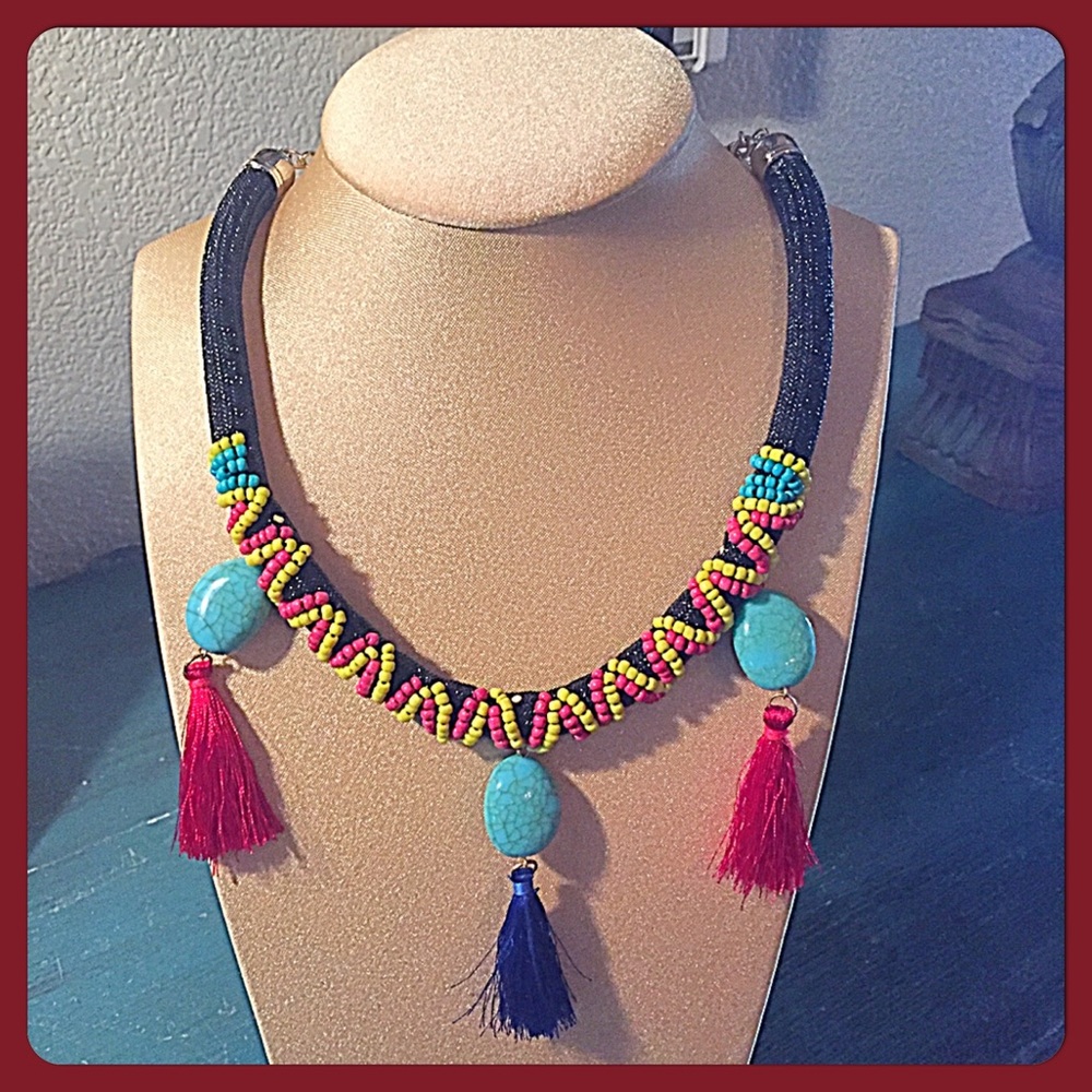 🎉HP🎉Festival Tassel & Stones Artisan Necklace💐
