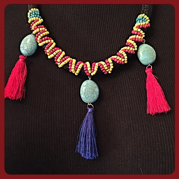 🎉HP🎉Festival Tassel & Stones Artisan Necklace💐 - Picture 3 of 6