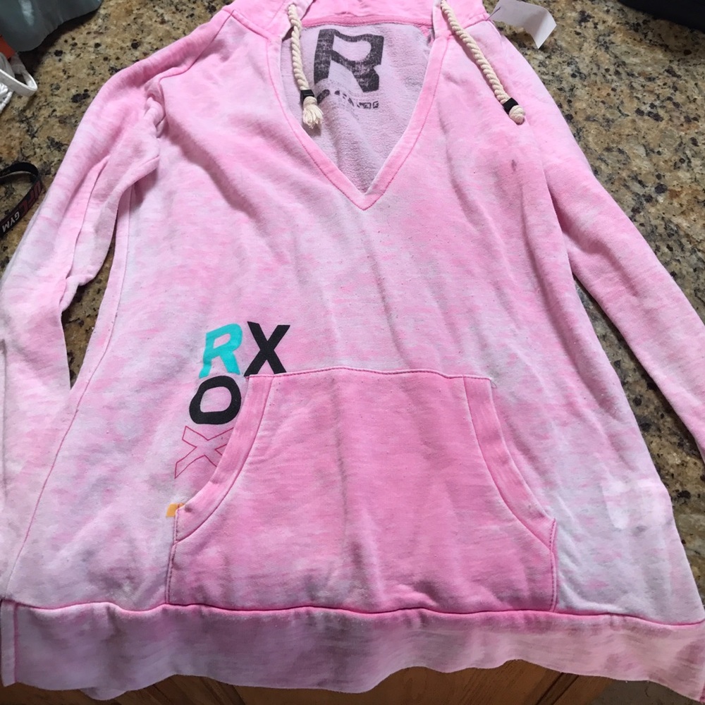 Pink Roxy V neck sweatshirt