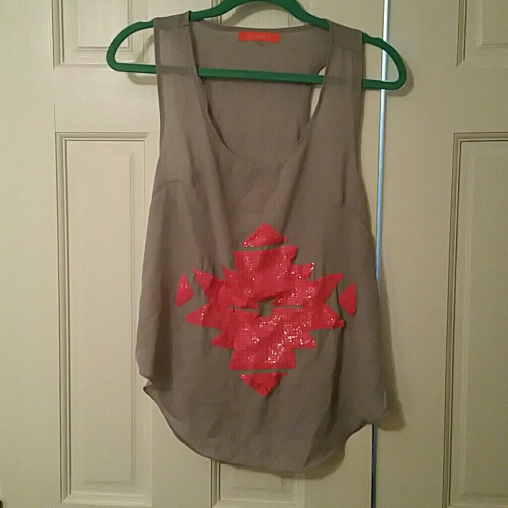 Grey and hot pink sequin tank top