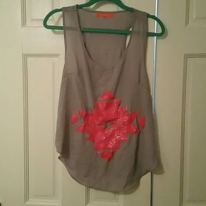 Grey and hot pink sequin tank top