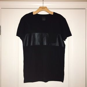 Zara Faux Leather Panel T-Shirt