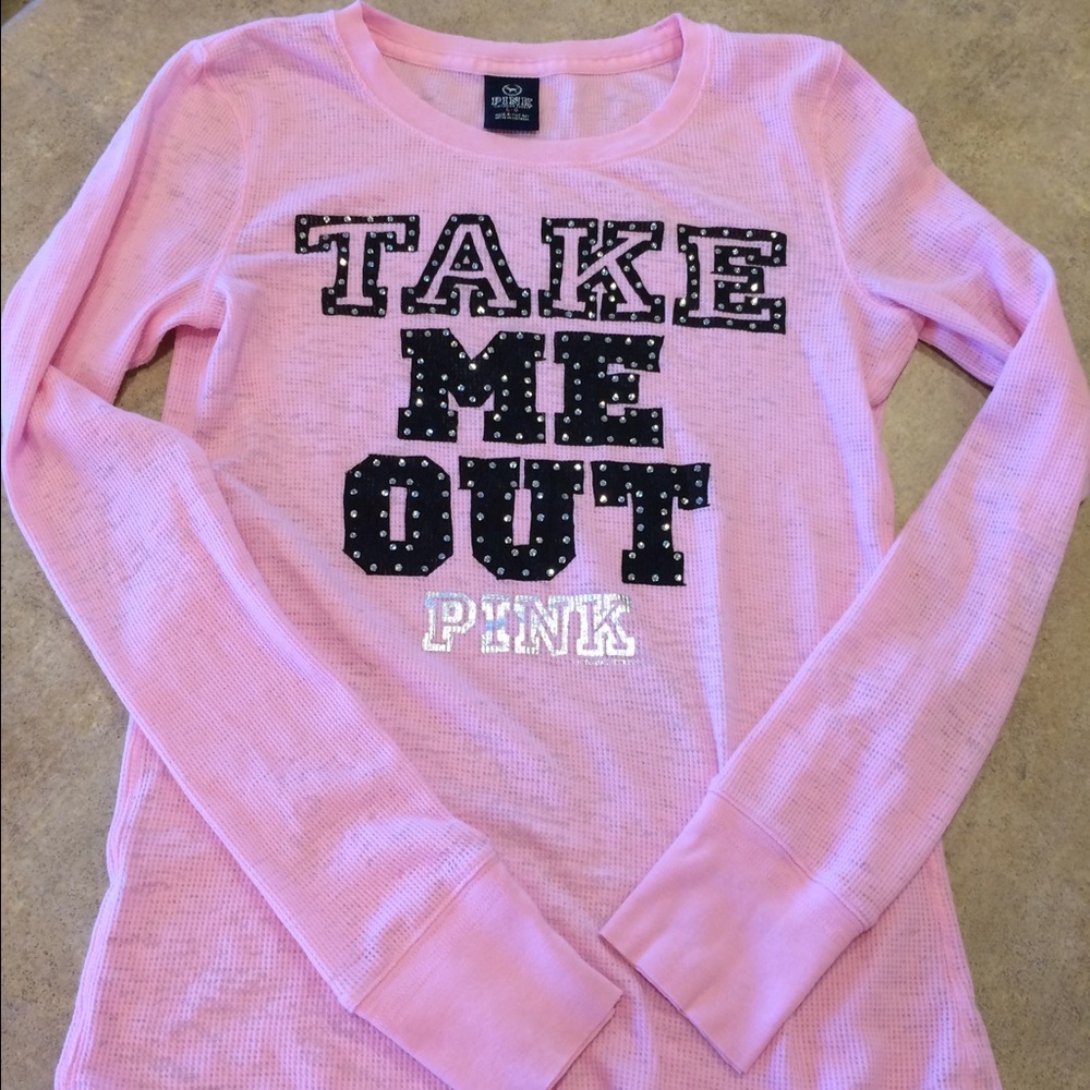 VS pink thermal long sleeve bling shirt