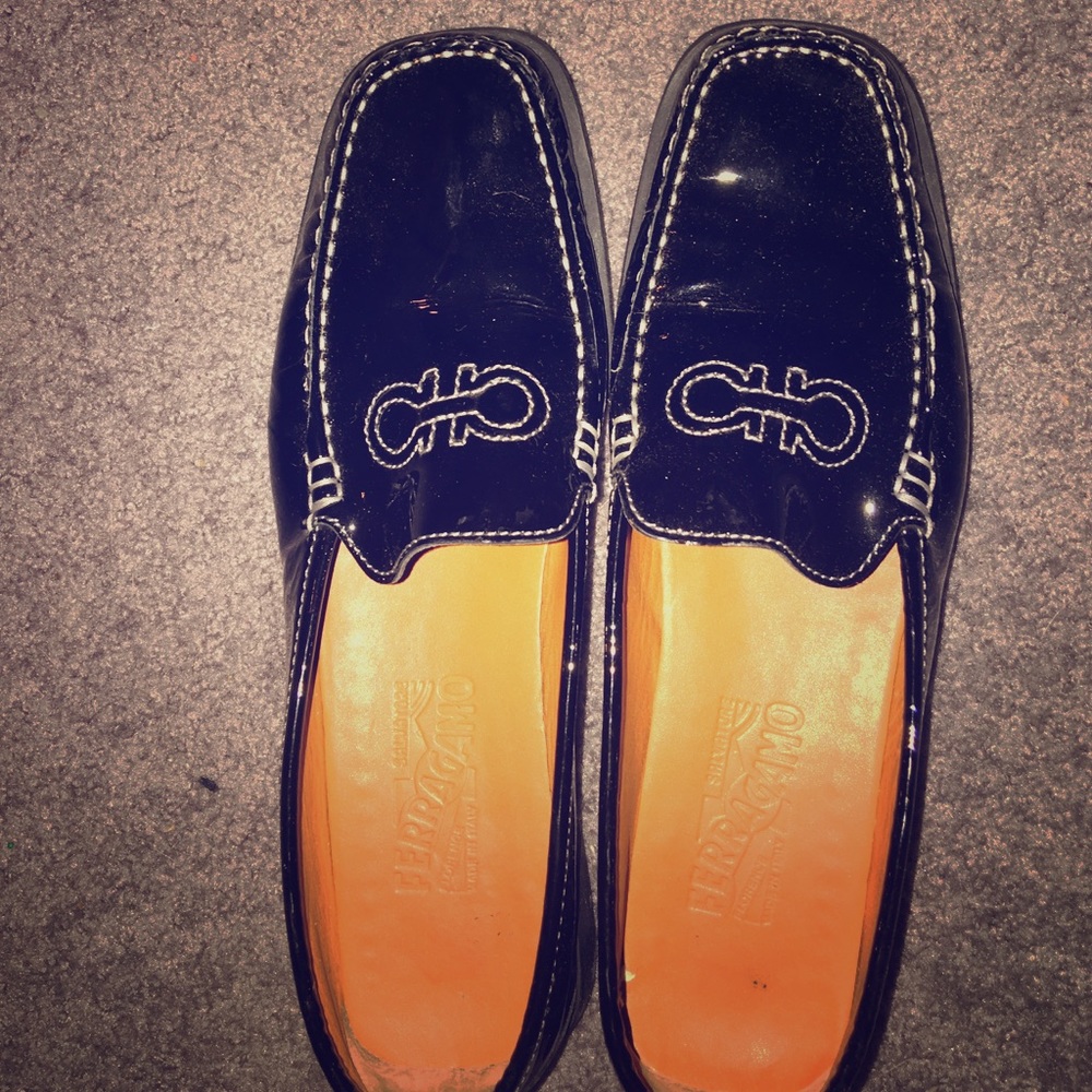Salvatore Ferragamo black leather shoes