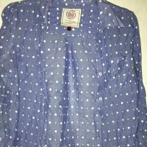 Purple polka dot button up