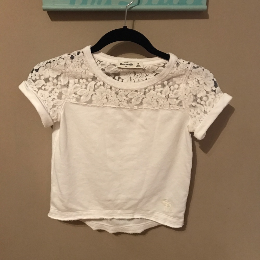 Abercrombie Kids Cream Lace Shirt, Girls Medium