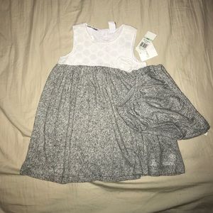 NWT Calvin Klein white lace and gray dress