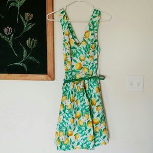 Crossback a-line lemon dress