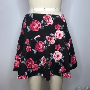 Dark Floral Skater Skirt