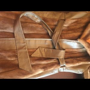 Real leather mink women's coat size small