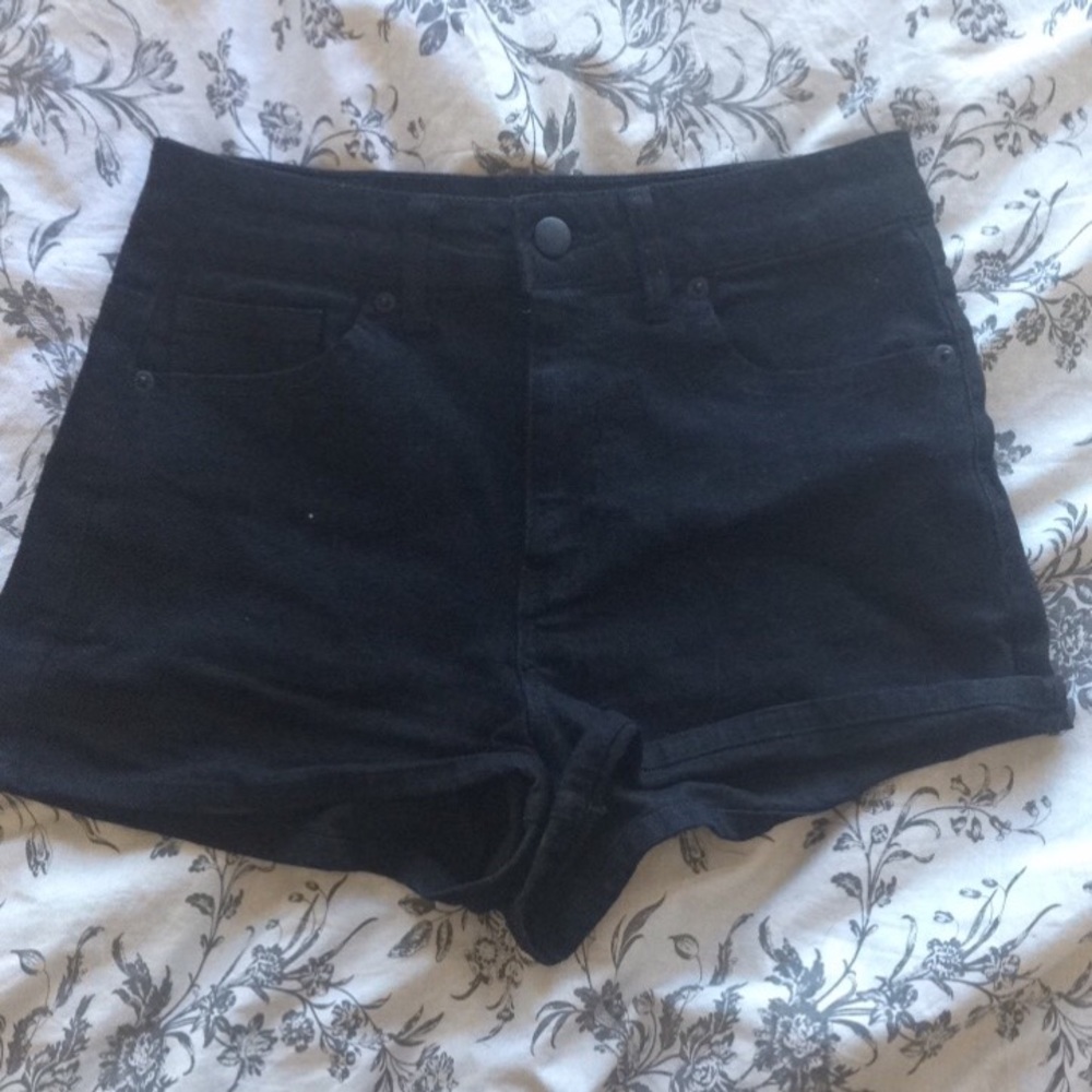 High waisted black shorts