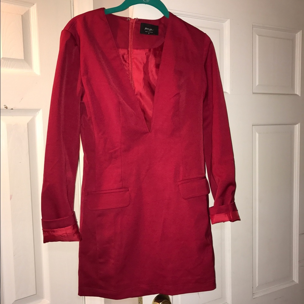 Nasty gal red long sleeve dress sz small