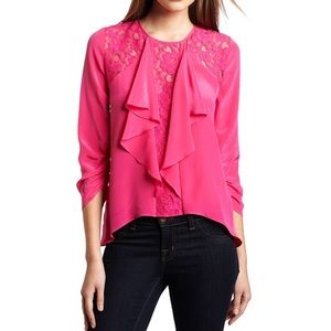BCBGMaxazria Lilliana Pink Ruffle Blouse Size S BCBGMaxazria Lilliana Pink Ruffle Blouse Size S