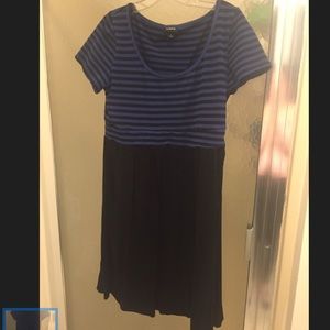 Torrid blue and black striped skater dress