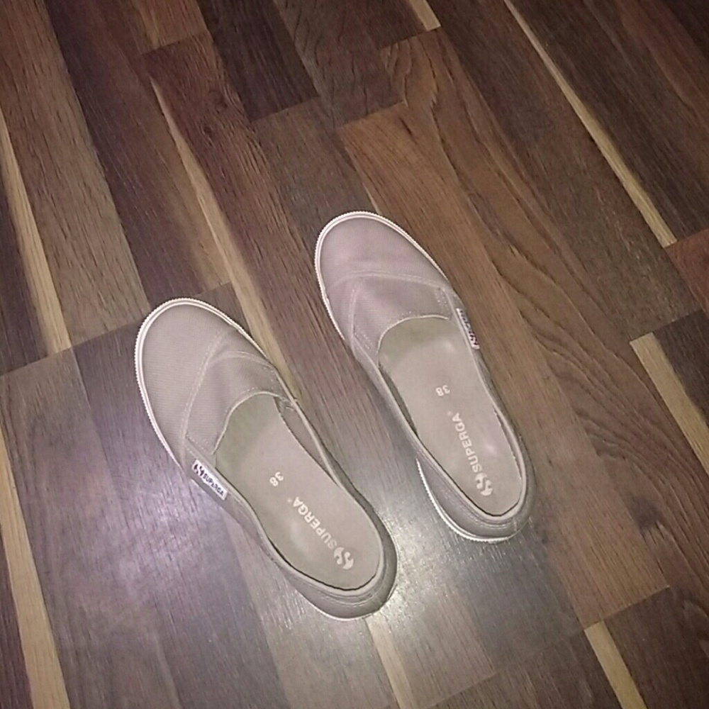 Last chance! Superga tan slip on shoes 38 (7.5)