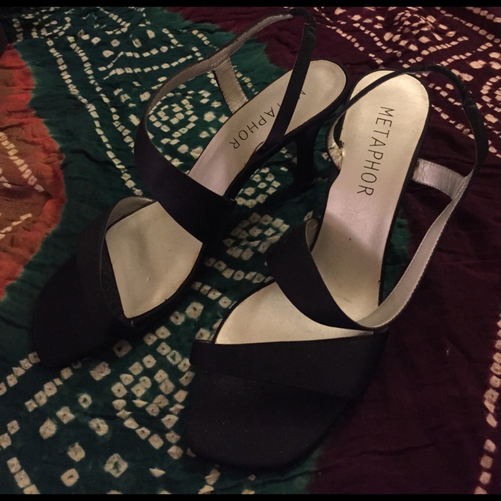 Metaphor Black Heel Sandals
