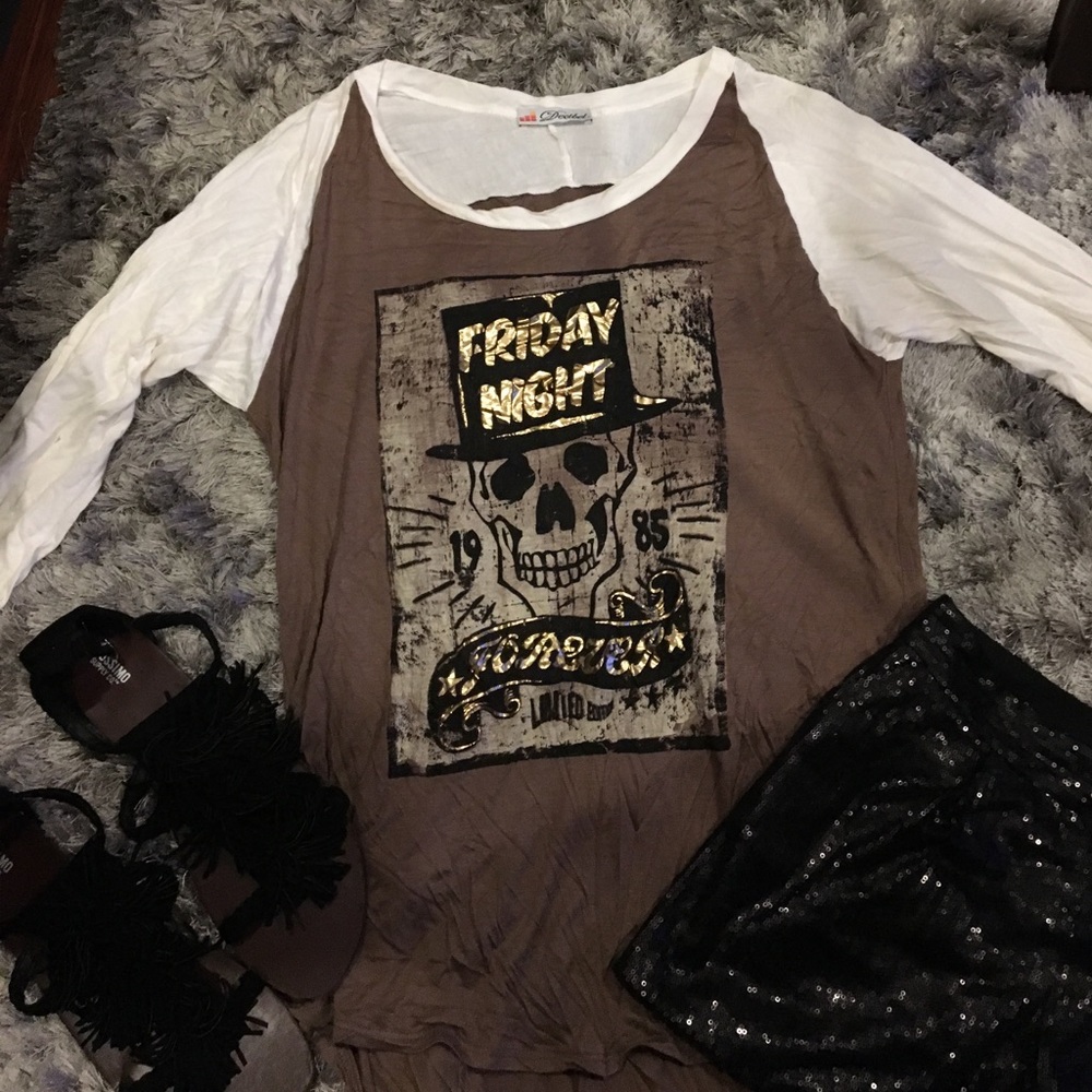 3/4 sleeve stretchy hi-lo tshirt