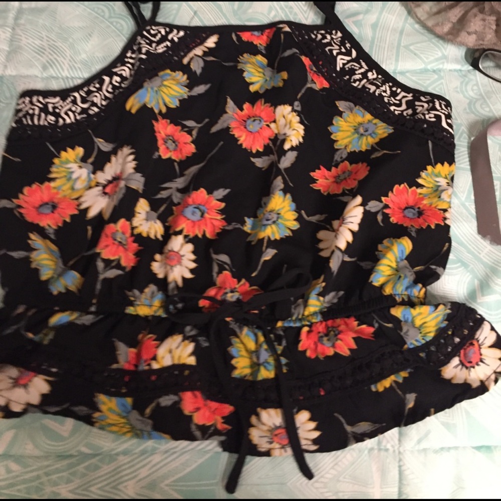 Black flowered shirt