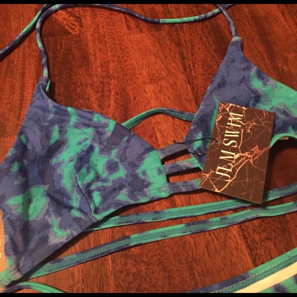 🆕 • Blue Tie-Dye Caged-In Bikini • - Picture 5 of 7