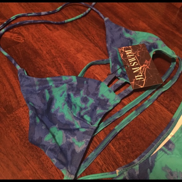 🆕 • Blue Tie-Dye Caged-In Bikini • - Picture 7 of 7