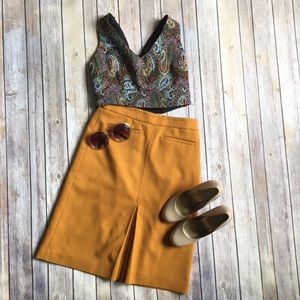 Loft Inverted Pleat Midi Skirt Size 0