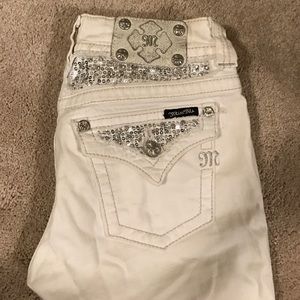 White rhinestoned MissMe jeans